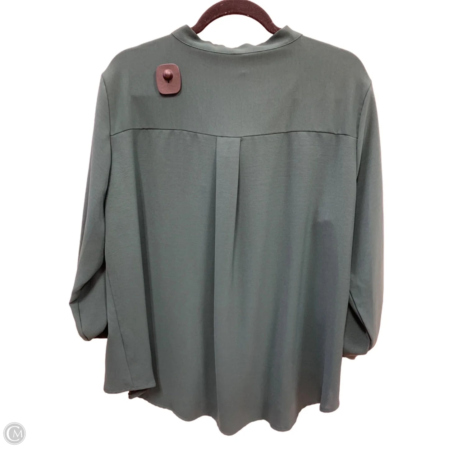 Blouse Long Sleeve By Clothes Mentor In Green, Size: 2x
