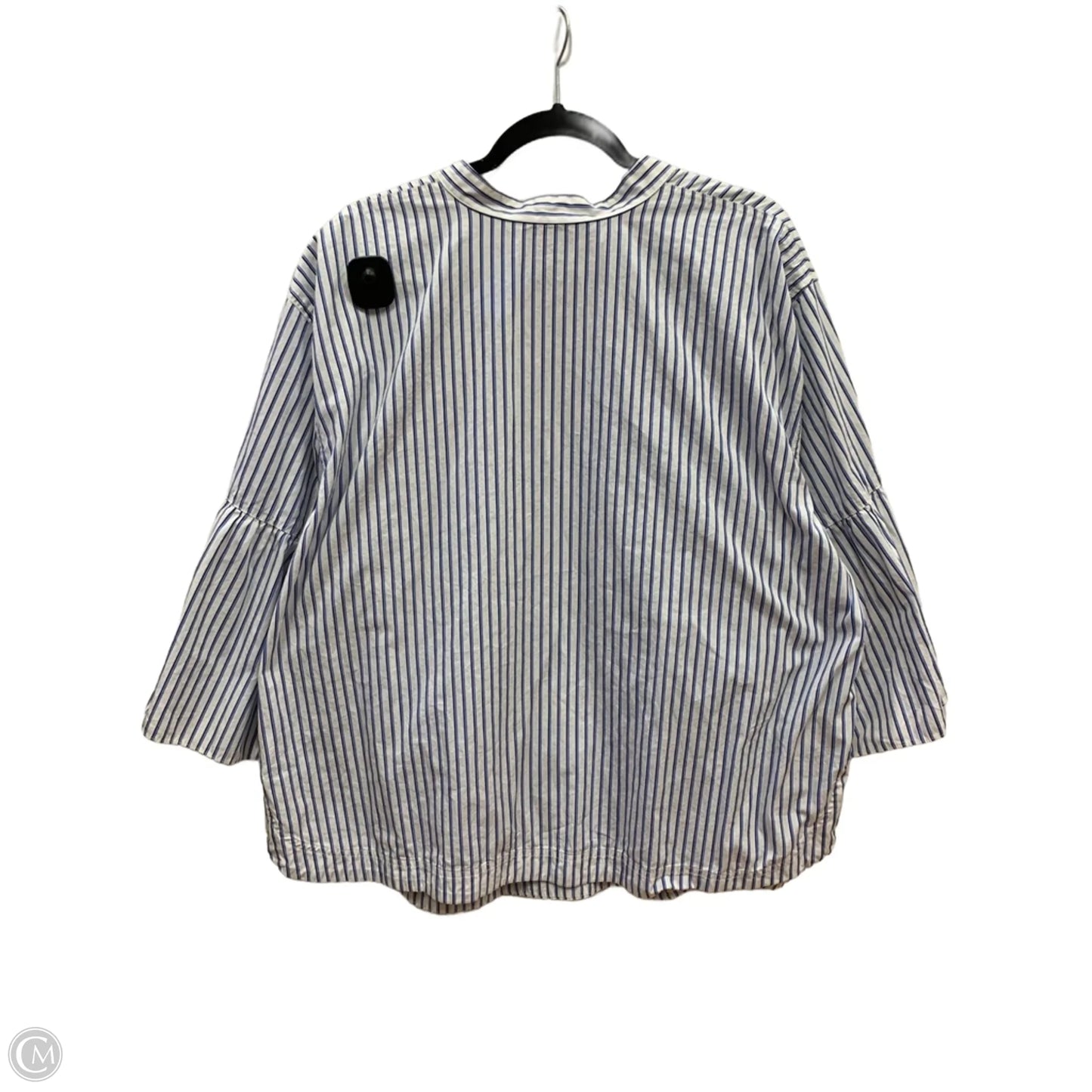 Top Long Sleeve By Lauren By Ralph Lauren In Blue & White, Size: 3x