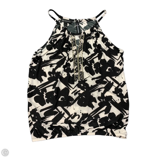 Blouse Short Sleeve By International Concepts In Black & Cream, Size: L