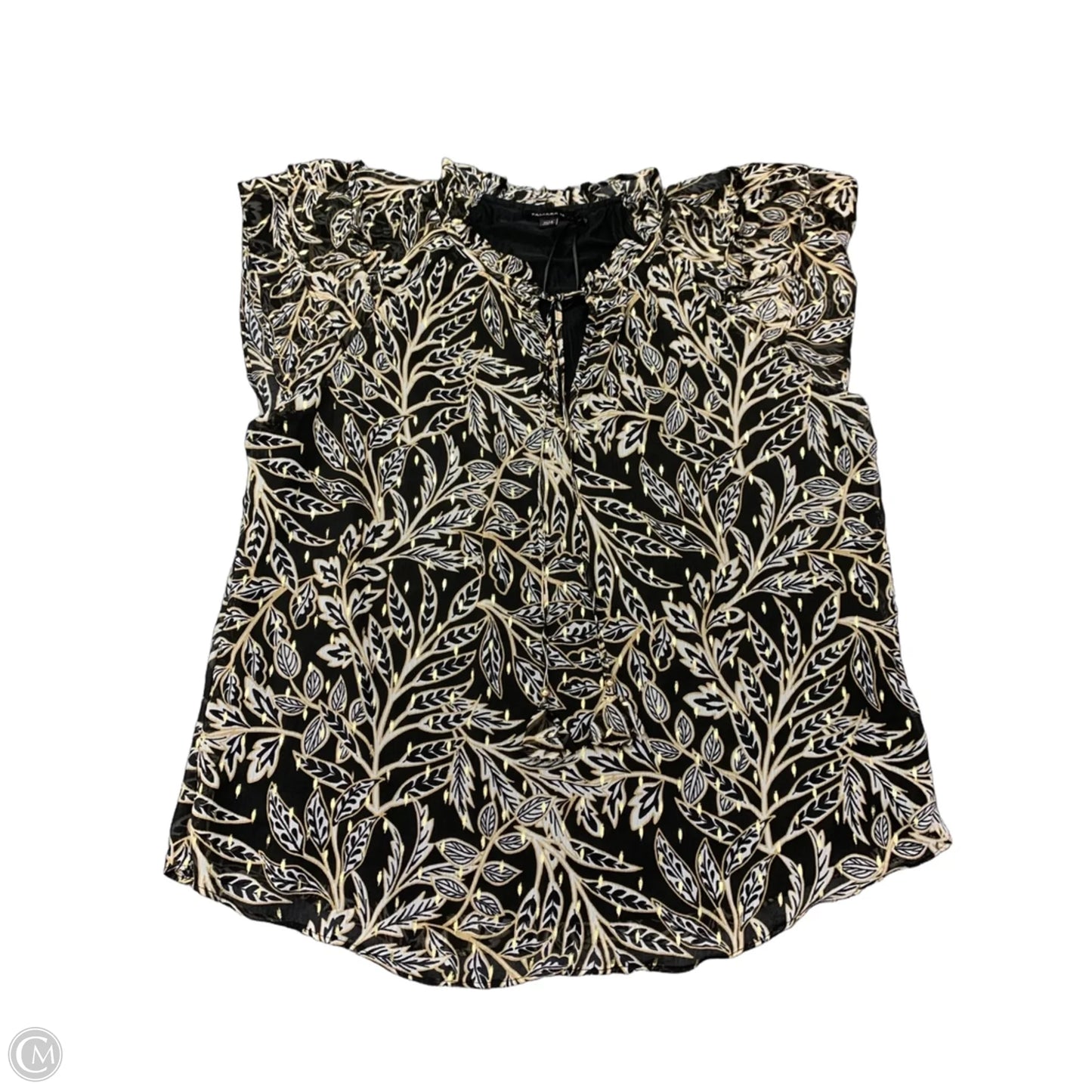Blouse Short Sleeve By Tamara H In Black & Gold, Size: Xl