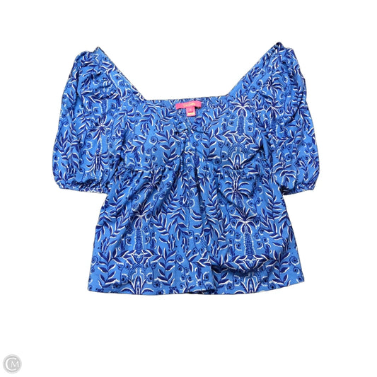 Top Short Sleeve Designer By Lilly Pulitzer In Blue, Size: S