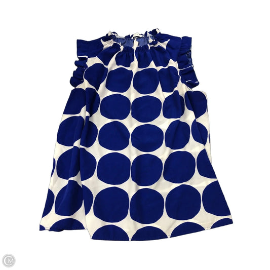 Blouse Sleeveless By Ces Femme In Blue & White, Size: Xl