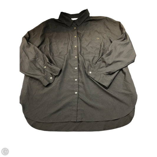 Top Long Sleeve By Calvin Klein In Black, Size: 1x