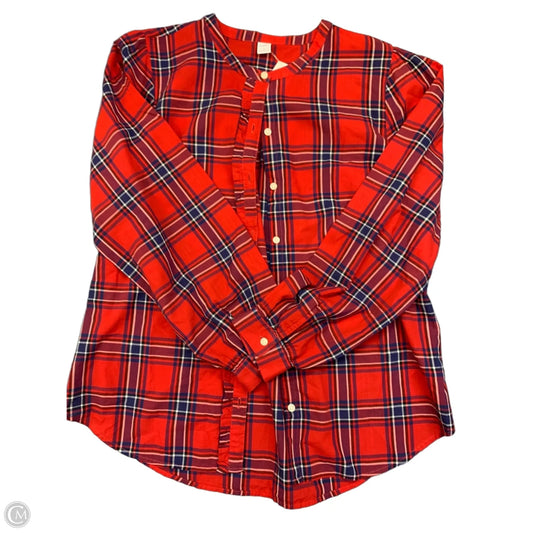Top Long Sleeve By Old Navy In Plaid Pattern, Size: M