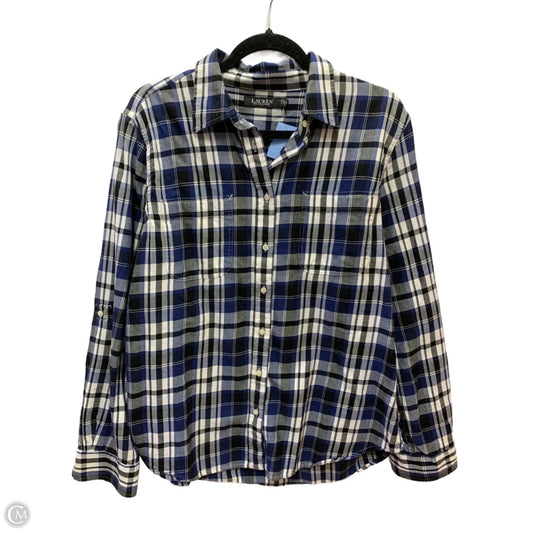 Blouse Long Sleeve By Lauren By Ralph Lauren In Plaid Pattern, Size: Xl