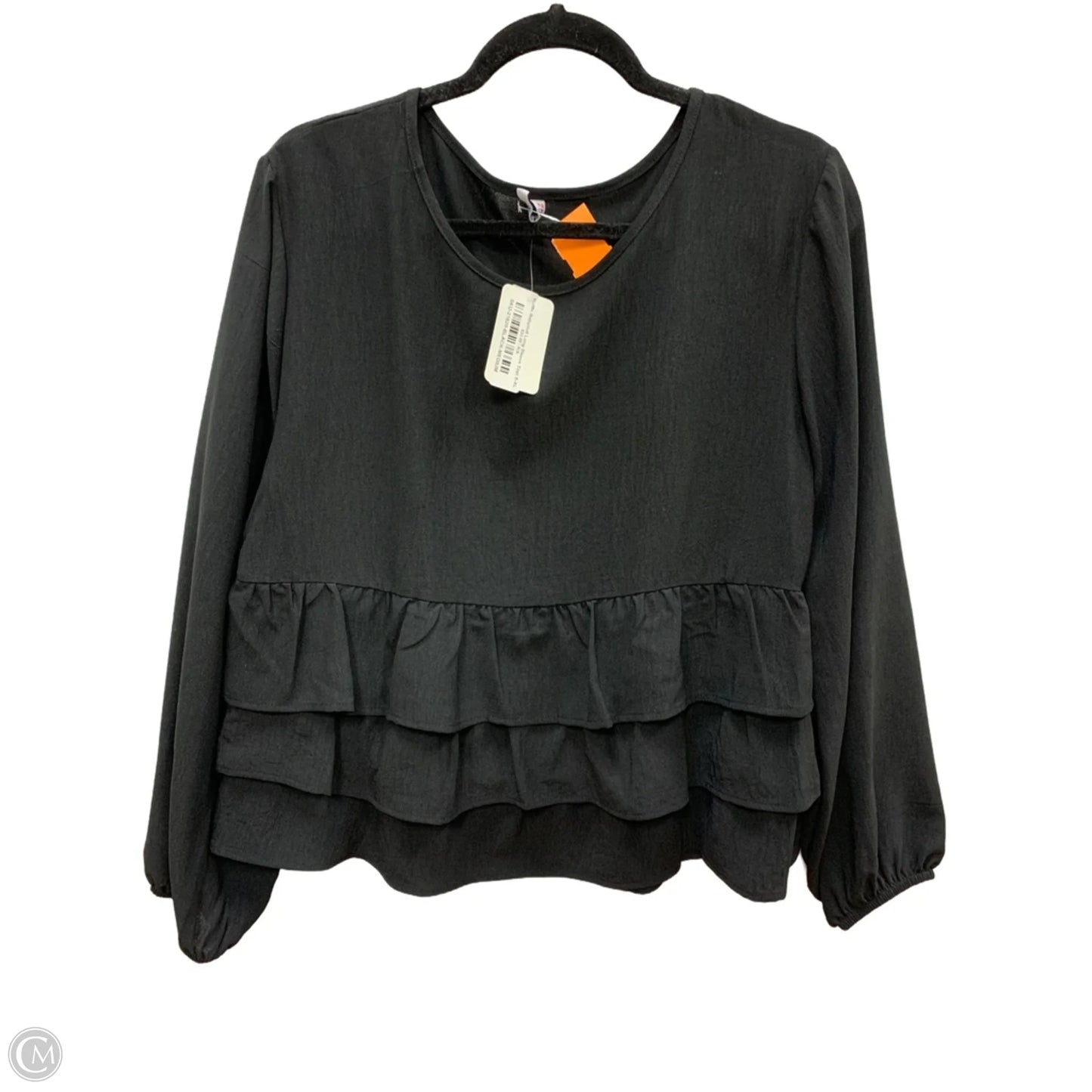 Blouse Long Sleeve By Clothes Mentor In Black, Size: M