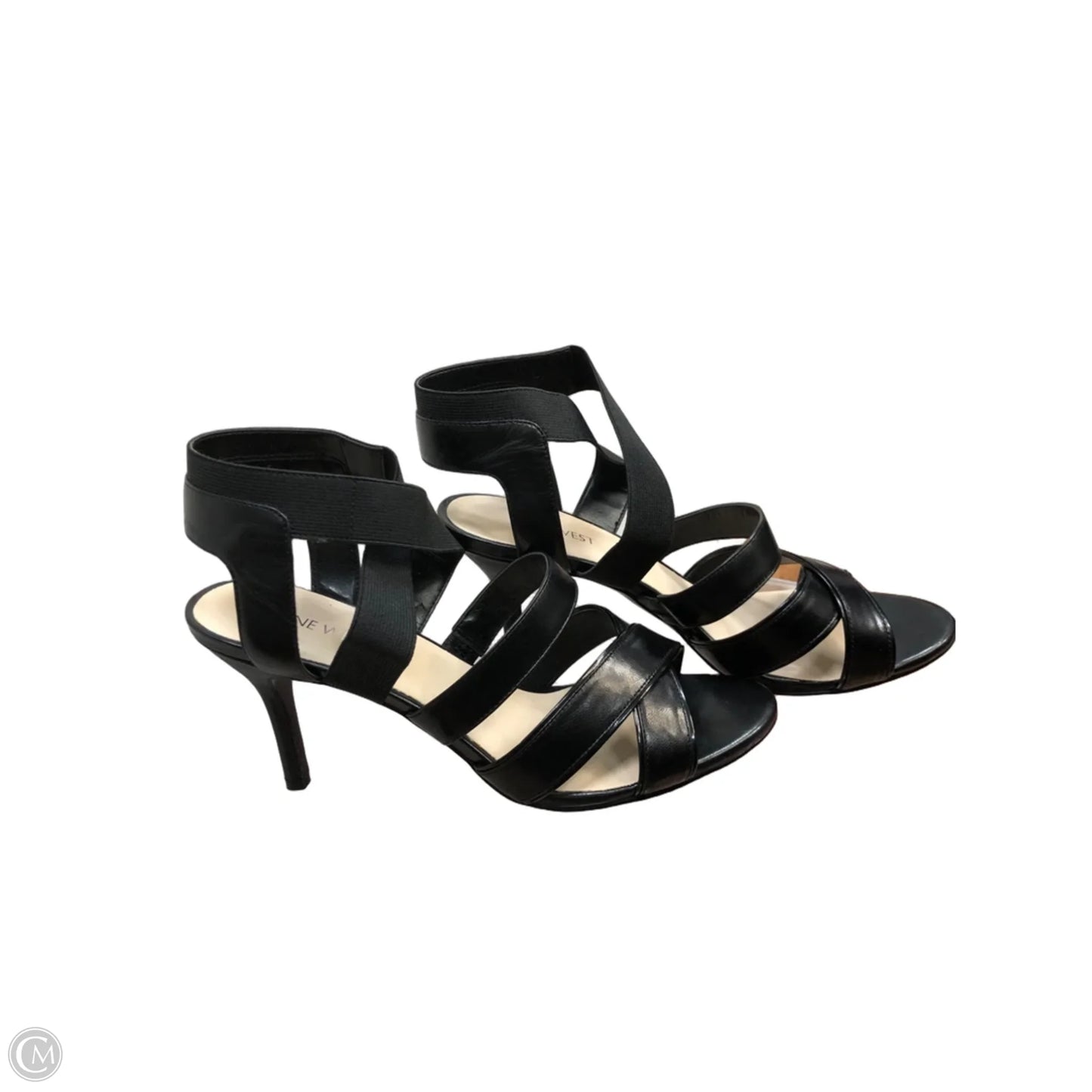 Sandals Heels Stiletto By Nine West In Black, Size: 9.5