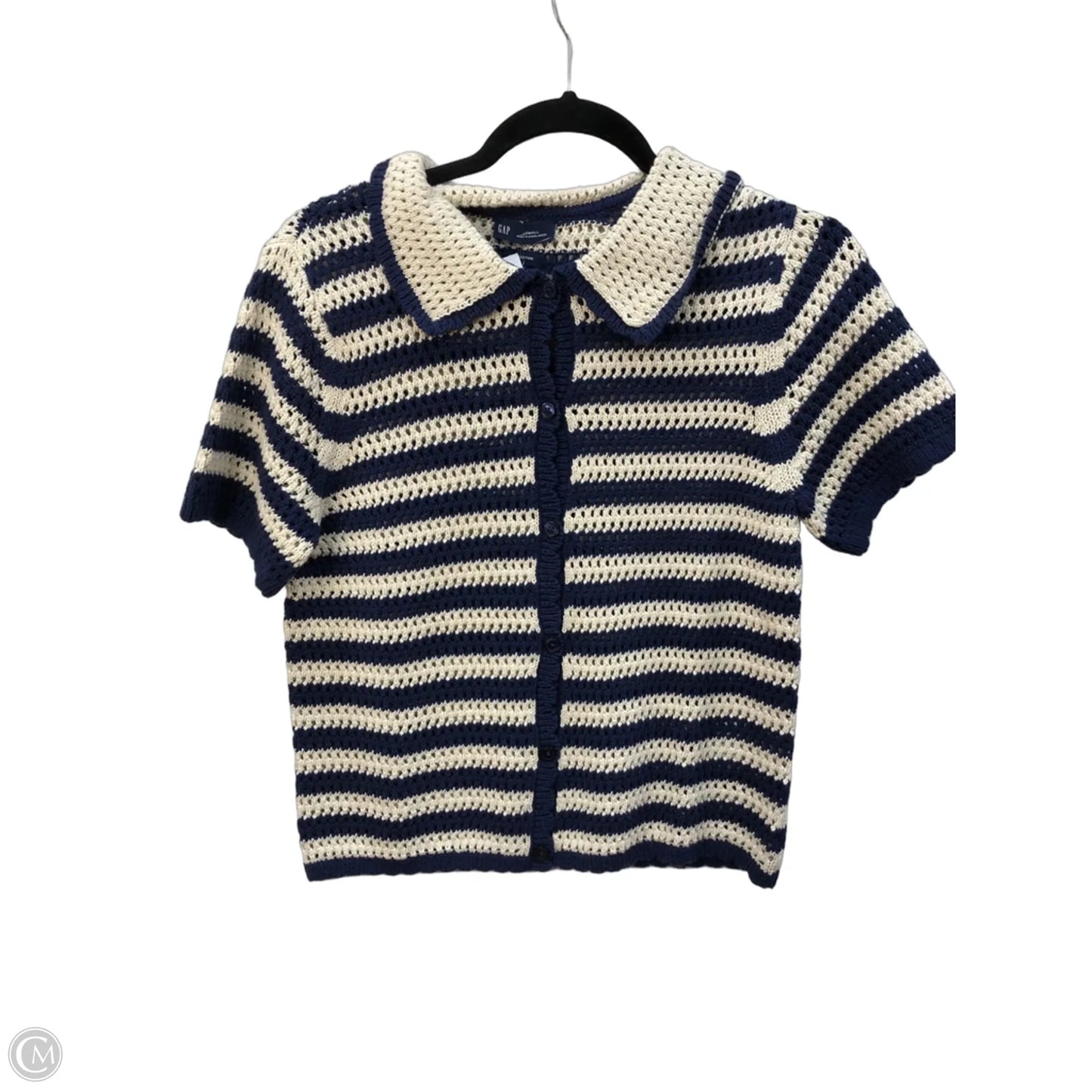 Blouse Short Sleeve By Gap In Striped Pattern, Size: S