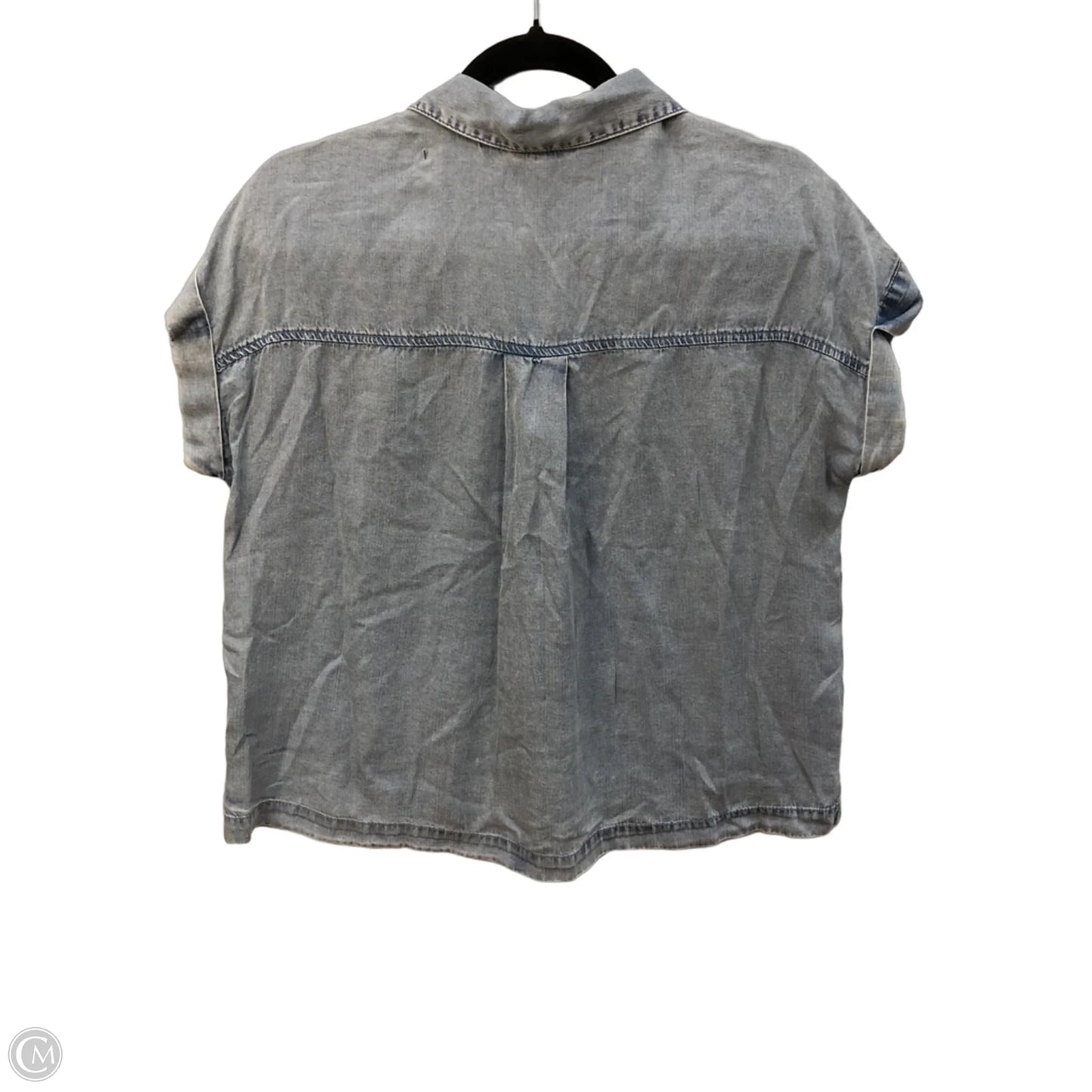 Blouse Short Sleeve By Jane And Delancey In Blue Denim, Size: Xs