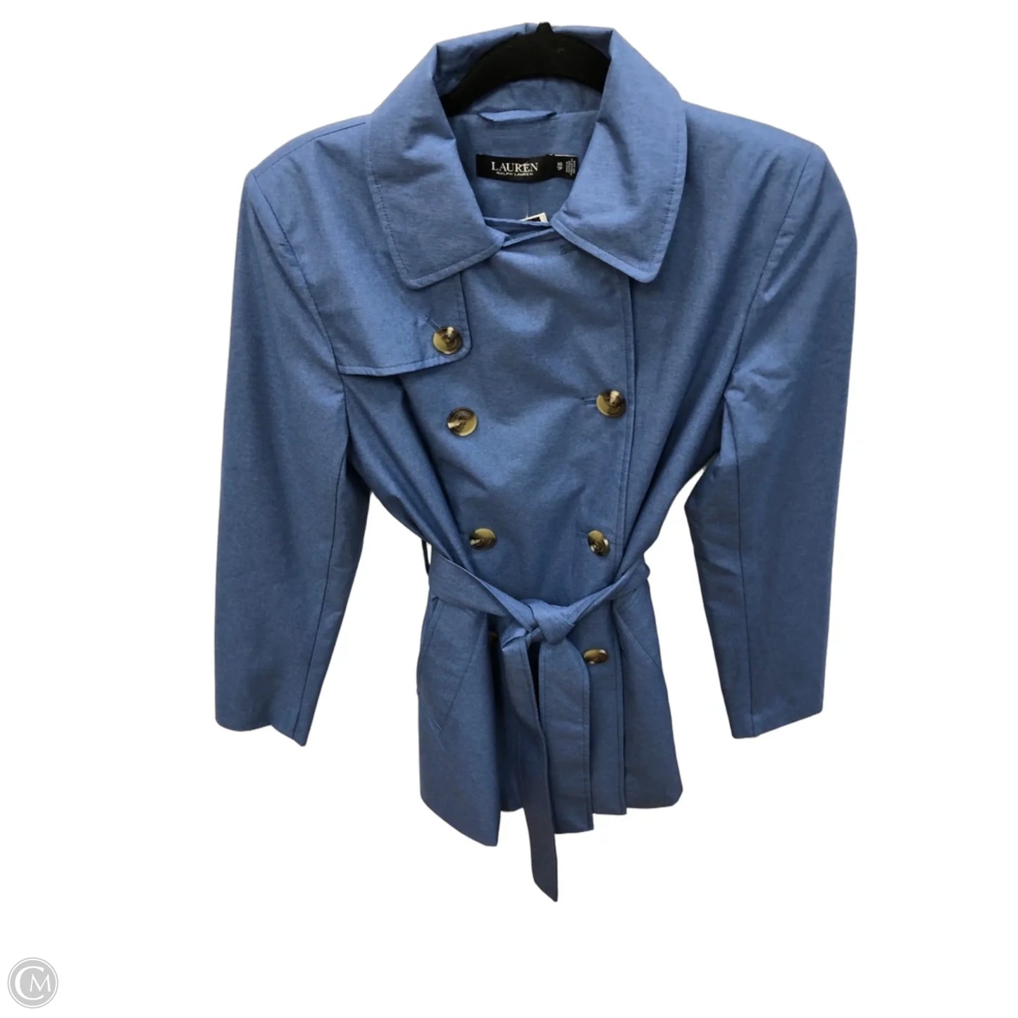 Coat Trench Coat By Lauren By Ralph Lauren In Blue, Size: Xs