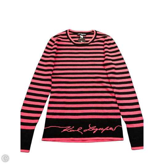 Top Long Sleeve Designer By Karl Lagerfeld In Striped Pattern, Size: Xs