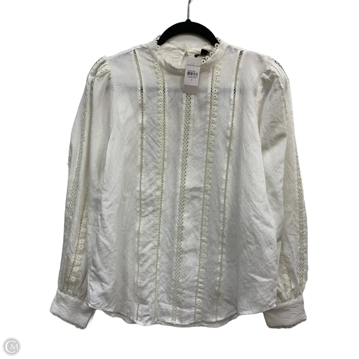 Blouse Long Sleeve By Ann Taylor In White, Size: S