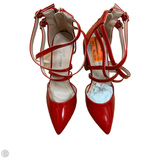 Shoes Heels Block By Forever In Red, Size: 6