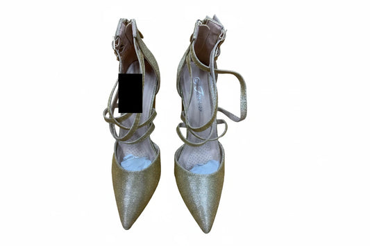 Shoes Heels Block By Forever In Gold, Size: 7.5