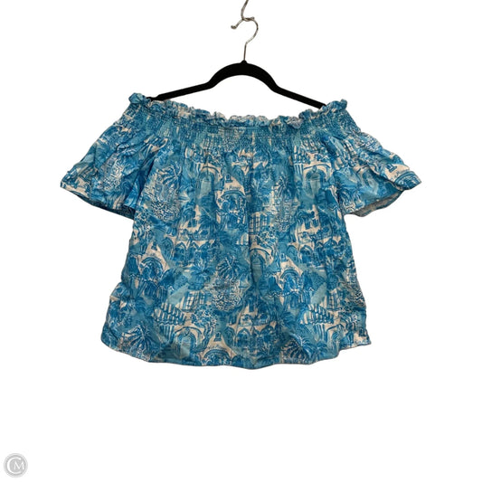 Top Short Sleeve Designer By Lilly Pulitzer In Blue, Size: S