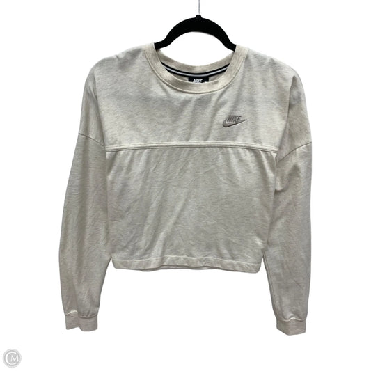 Athletic Top Long Sleeve Crewneck By Nike In Beige, Size: M