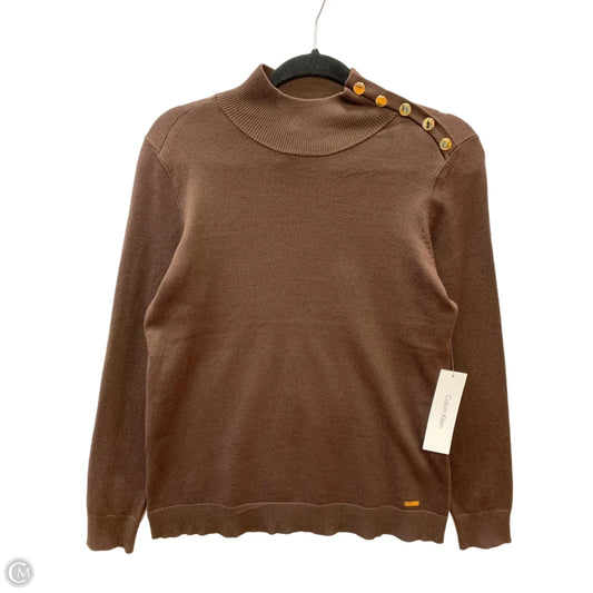 Top Long Sleeve By Calvin Klein In Brown, Size: S