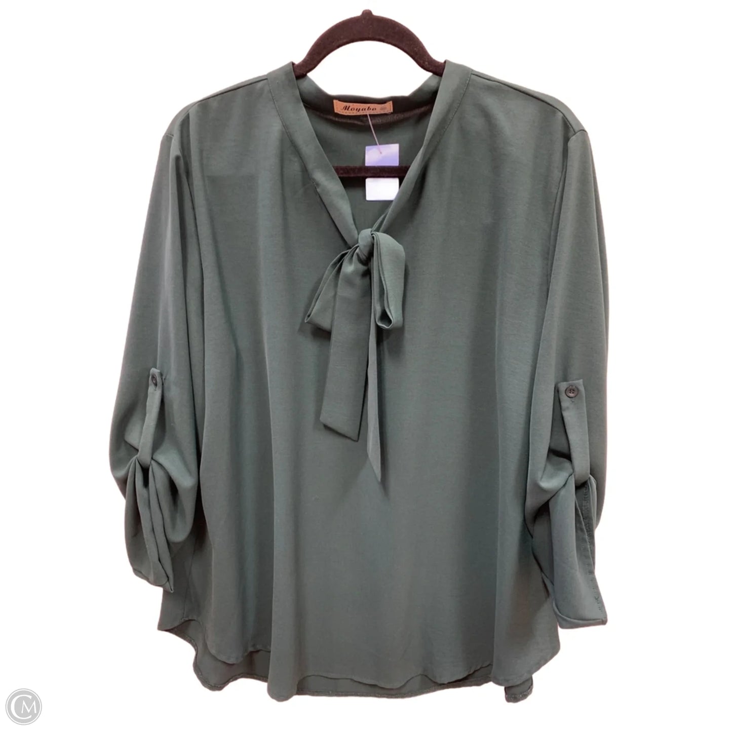 Blouse Long Sleeve By Clothes Mentor In Green, Size: 2x