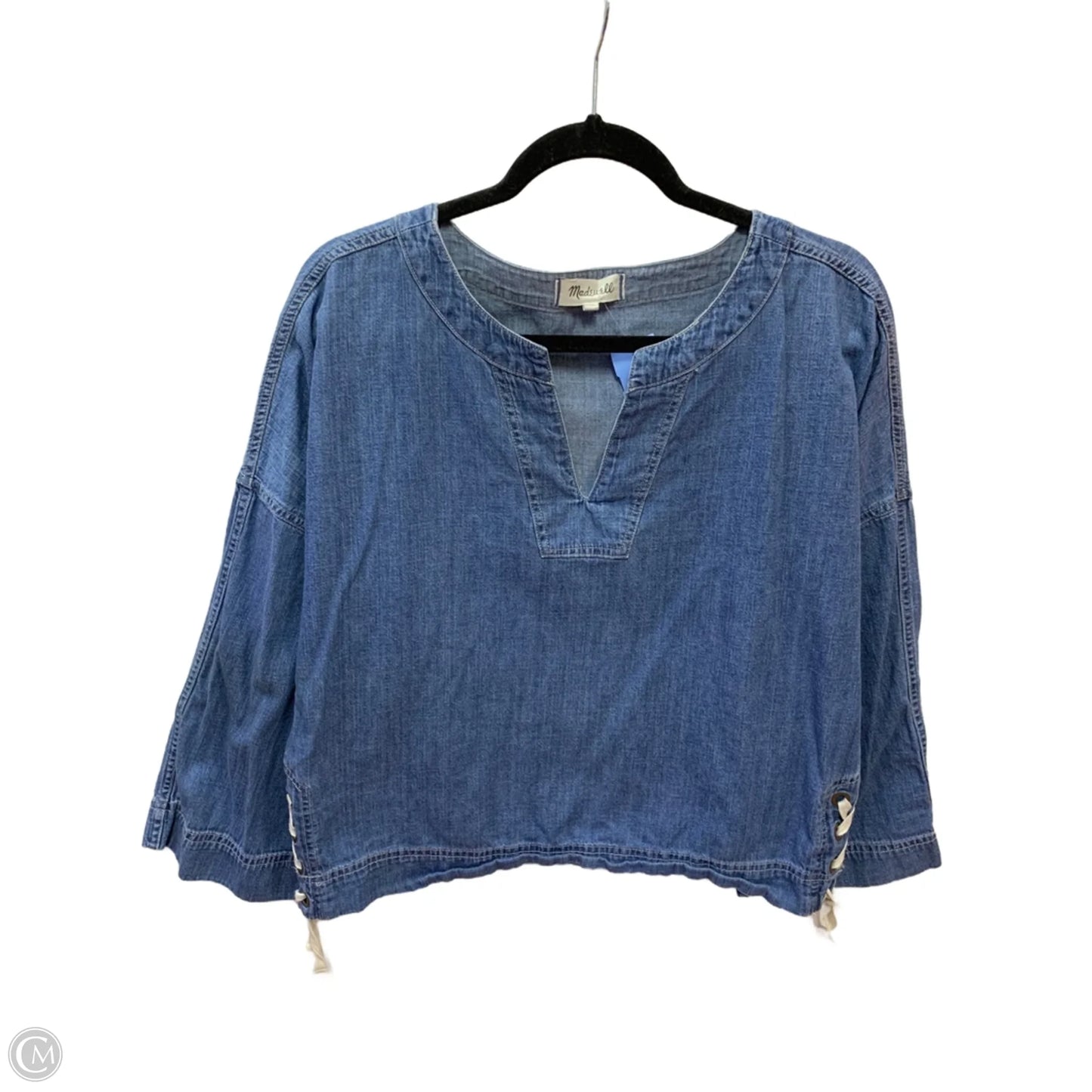 Top Long Sleeve By Madewell In Blue Denim, Size: M