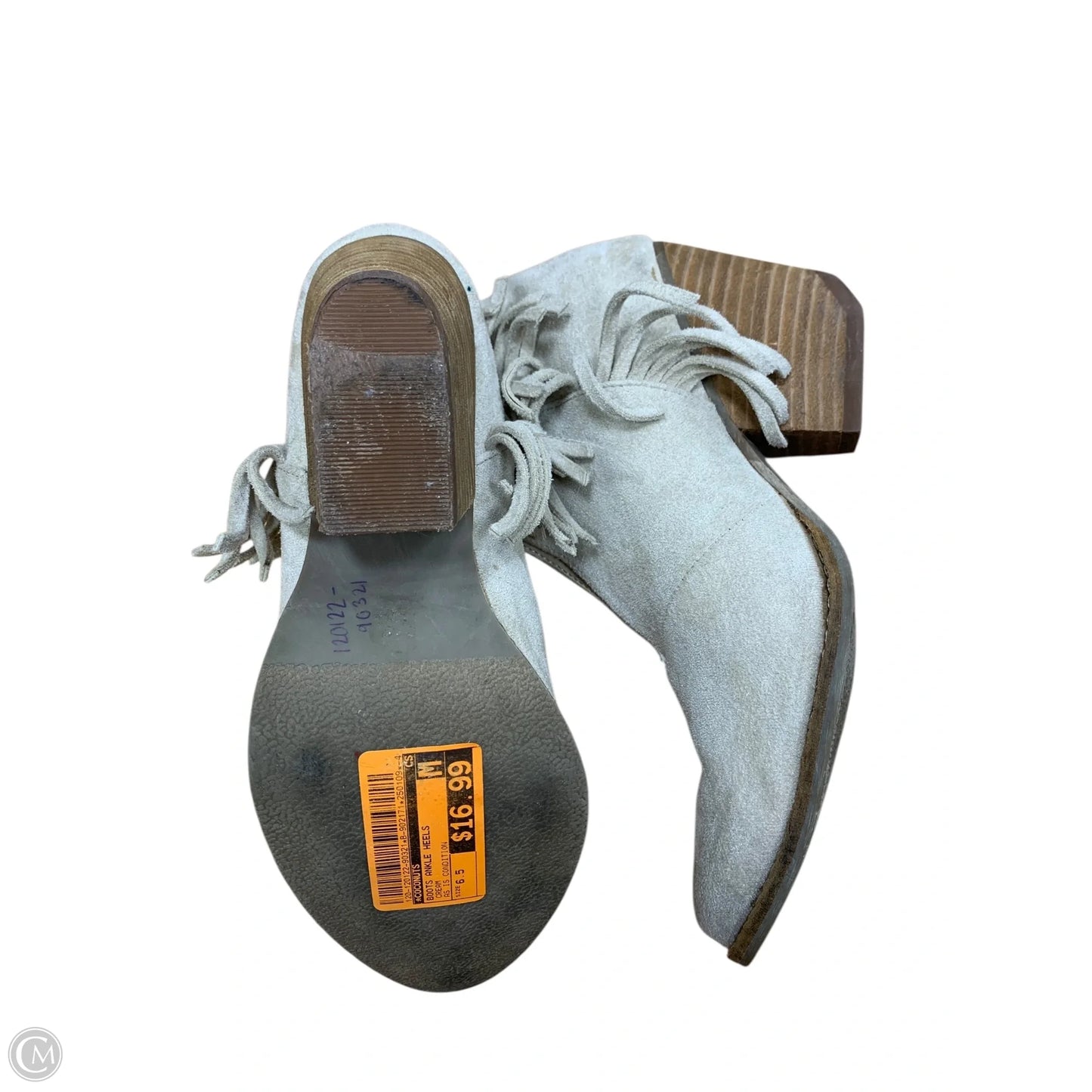 Boots Ankle Heels By Coconuts In Cream, Size: 6.5