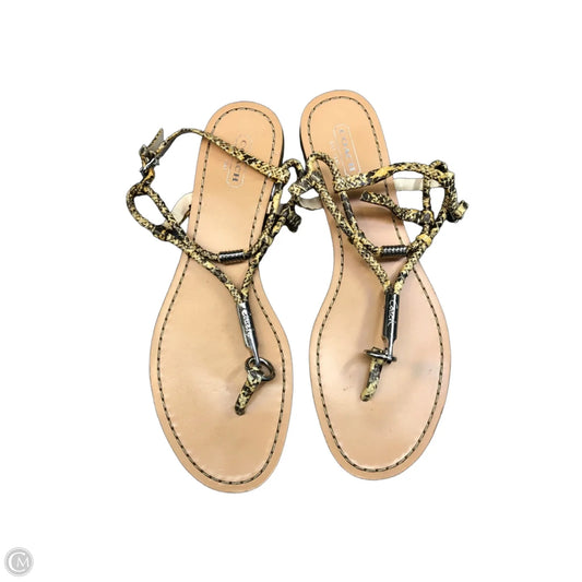 Sandals Designer By Coach In Snakeskin Print, Size: 9