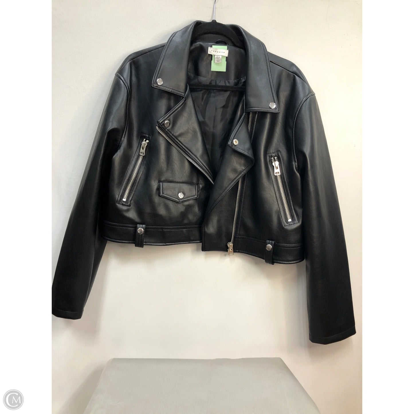 Jacket Moto Leather By Top Shop In Black, Size: 8