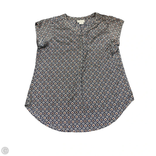 Blouse Short Sleeve By Liz Claiborne In Blue & Orange, Size: S