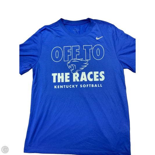 Top Short Sleeve By Nike In Blue, Size: L