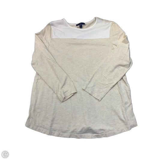 Top Long Sleeve By Karen Scott In Tan & White, Size: Xl