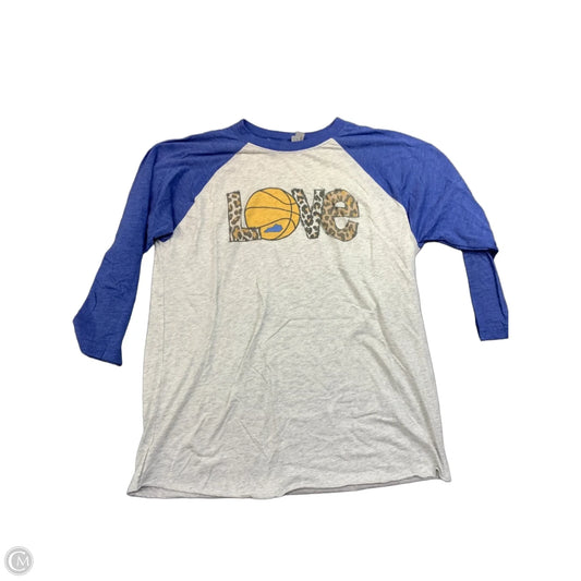 Top Long Sleeve By Next Level In Blue & Grey, Size: L