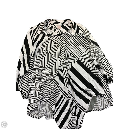 Top Long Sleeve By Nygard Peter In Black & White, Size: 3x