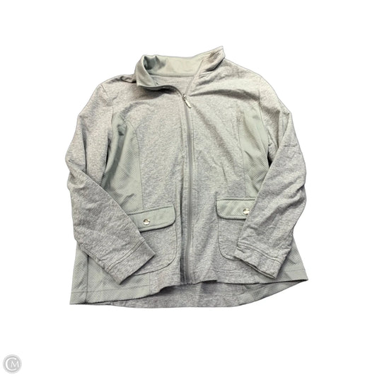 Athletic Jacket By Karen Scott In Grey, Size: Xl