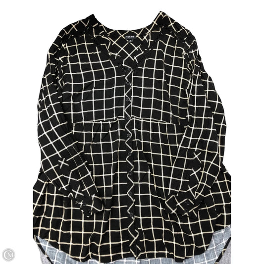 Top Long Sleeve By Torrid In Black & Tan, Size: 3x