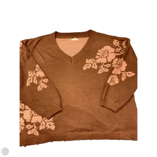 Sweater By Maurices In Brown & Pink, Size: 3x