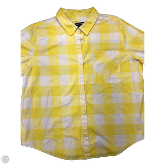 Top Long Sleeve By Studio Park In White & Yellow, Size: L
