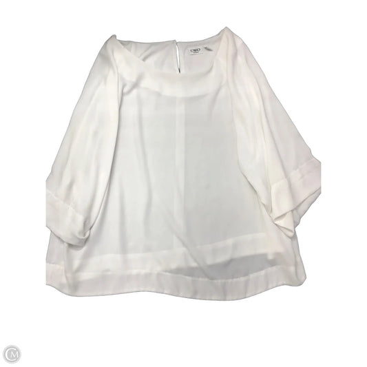 Blouse Long Sleeve By Cato In White, Size: 18