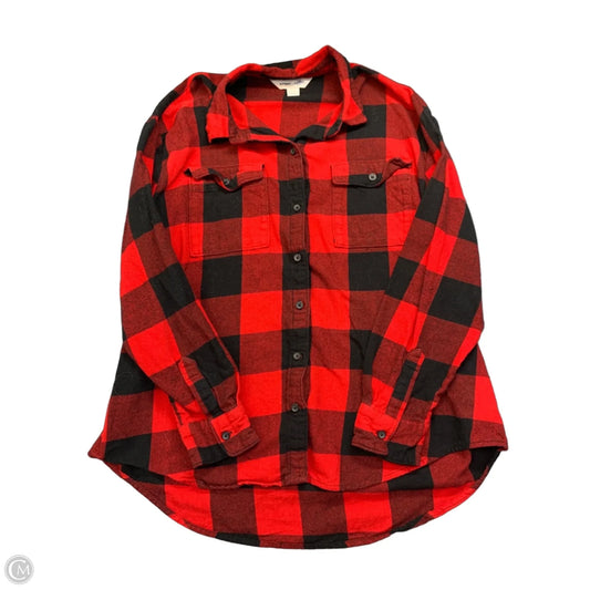 Top Long Sleeve By Old Navy In Black & Red, Size: L
