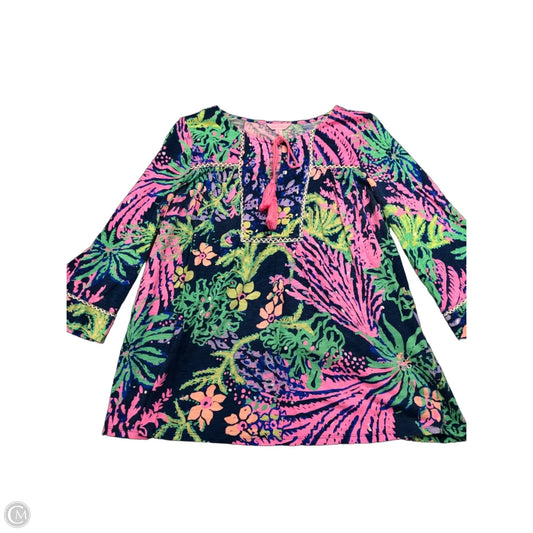 Top Long Sleeve Designer By Lilly Pulitzer In Blue & Pink, Size: M