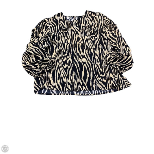 Top Long Sleeve By Who What Wear In Black & Cream, Size: Xxl