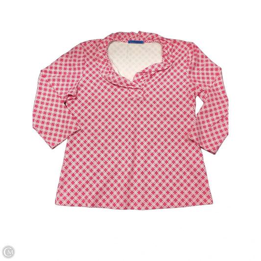 Top Long Sleeve By J Mclaughlin In Pink & White, Size: L