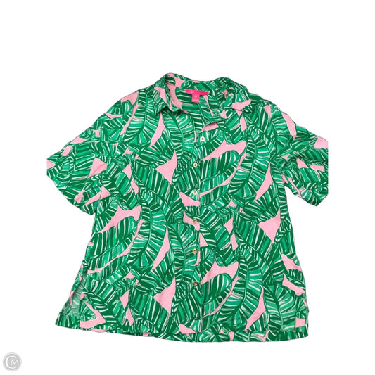 Top Short Sleeve Designer By Lilly Pulitzer In Green & Pink, Size: Xs