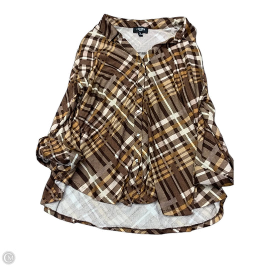 Top 3/4 Sleeve By Cocomo In Brown, Size: 3x