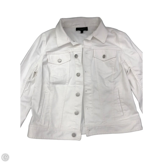 Jacket Denim By Talbots In White, Size: M