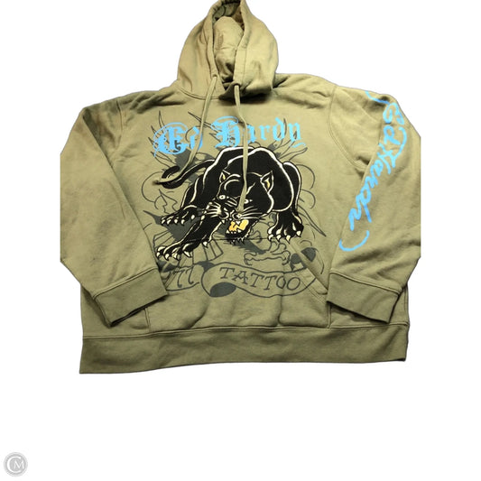 Sweatshirt Hoodie By Ed Hardy In Green, Size: Xl