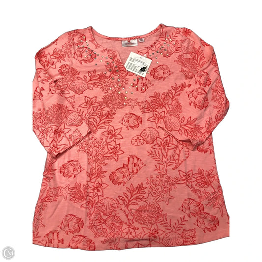 Top Long Sleeve By Quaker Factory In Pink & Red, Size: M