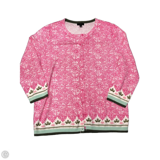 Cardigan By Talbots In Pink & White, Size: Lp