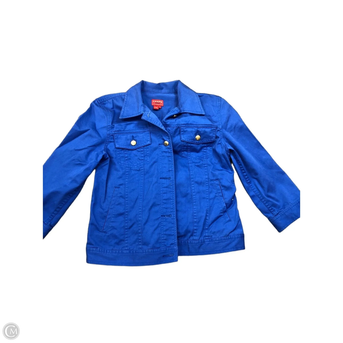 Jacket Denim By Chaps In Blue, Size: M