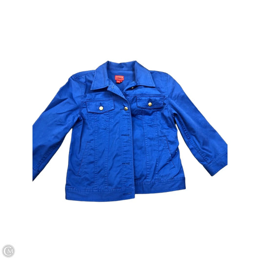 Jacket Denim By Chaps In Blue, Size: M