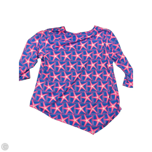 Top 3/4 Sleeve By Lulu B In Blue & Pink, Size: Xl