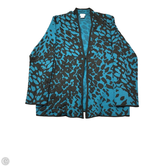 Sweater Cardigan By Chicos In Black & Blue, Size: S